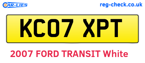 KC07XPT are the vehicle registration plates.