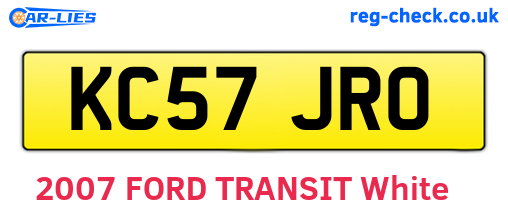 KC57JRO are the vehicle registration plates.