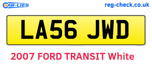 LA56JWD are the vehicle registration plates.