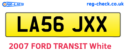 LA56JXX are the vehicle registration plates.