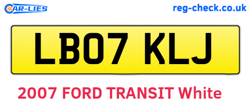 LB07KLJ are the vehicle registration plates.