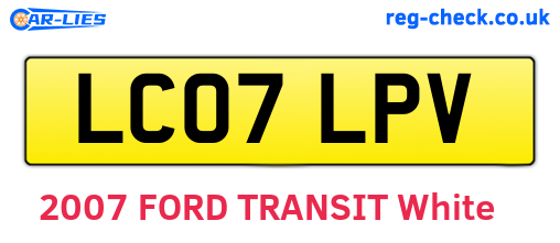 LC07LPV are the vehicle registration plates.