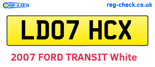 LD07HCX are the vehicle registration plates.