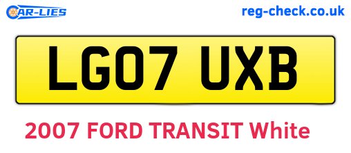 LG07UXB are the vehicle registration plates.