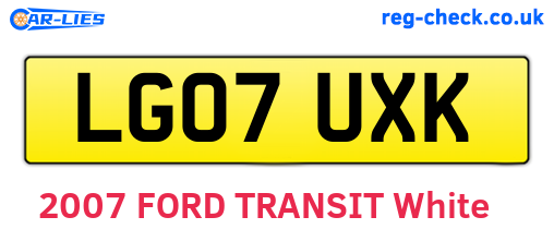 LG07UXK are the vehicle registration plates.