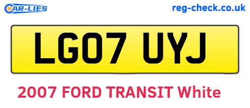 LG07UYJ are the vehicle registration plates.