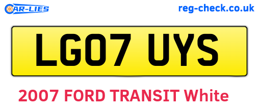 LG07UYS are the vehicle registration plates.