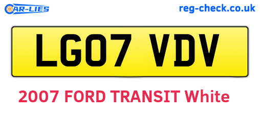 LG07VDV are the vehicle registration plates.