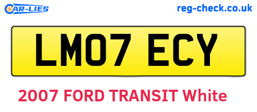 LM07ECY are the vehicle registration plates.