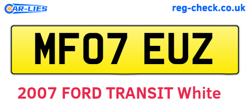 MF07EUZ are the vehicle registration plates.