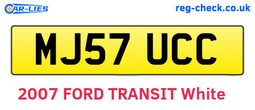 MJ57UCC are the vehicle registration plates.