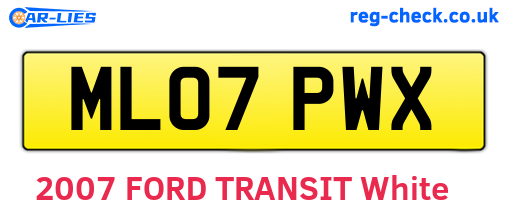 ML07PWX are the vehicle registration plates.