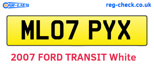 ML07PYX are the vehicle registration plates.