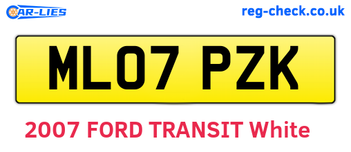 ML07PZK are the vehicle registration plates.