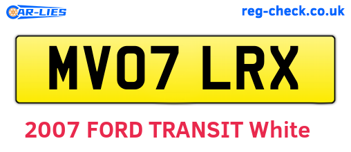 MV07LRX are the vehicle registration plates.