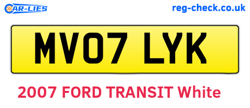 MV07LYK are the vehicle registration plates.