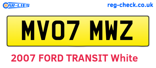 MV07MWZ are the vehicle registration plates.