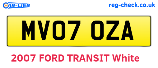 MV07OZA are the vehicle registration plates.