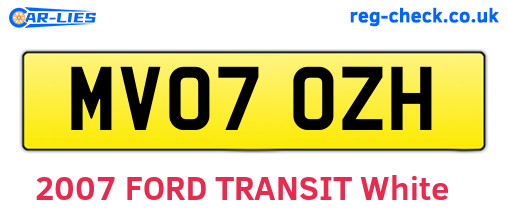 MV07OZH are the vehicle registration plates.
