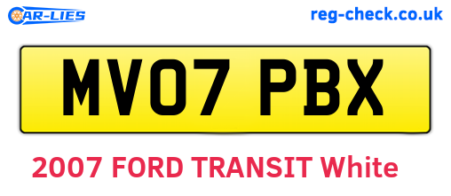 MV07PBX are the vehicle registration plates.