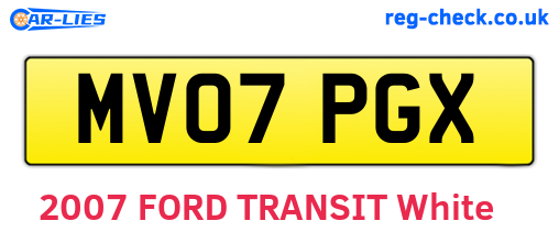 MV07PGX are the vehicle registration plates.