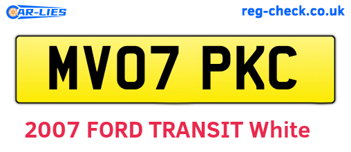 MV07PKC are the vehicle registration plates.