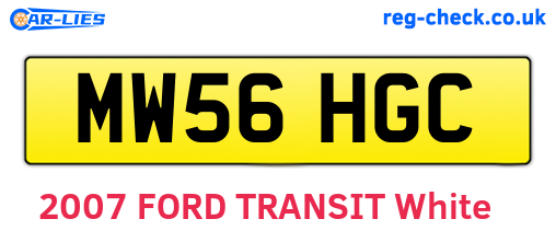 MW56HGC are the vehicle registration plates.