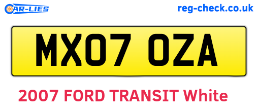 MX07OZA are the vehicle registration plates.