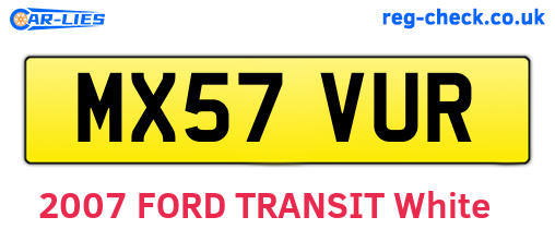 MX57VUR are the vehicle registration plates.