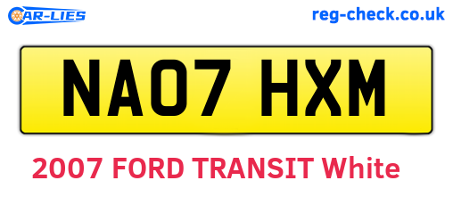 NA07HXM are the vehicle registration plates.