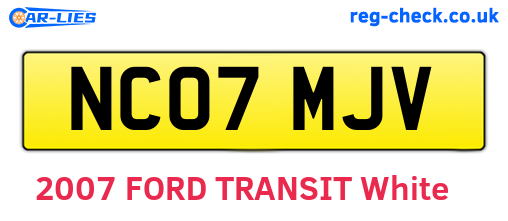 NC07MJV are the vehicle registration plates.