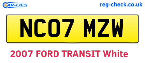 NC07MZW are the vehicle registration plates.