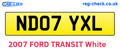 ND07YXL are the vehicle registration plates.