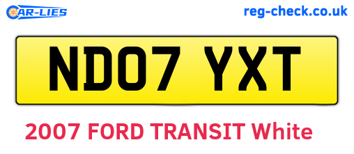 ND07YXT are the vehicle registration plates.