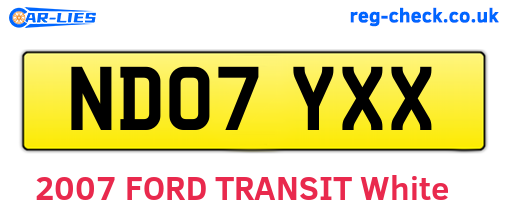 ND07YXX are the vehicle registration plates.