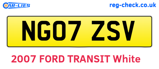 NG07ZSV are the vehicle registration plates.