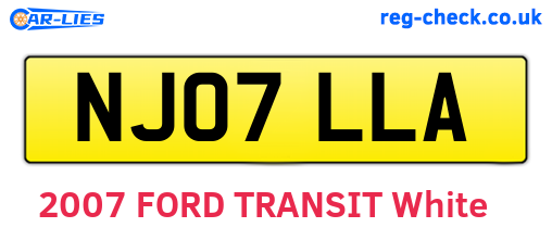 NJ07LLA are the vehicle registration plates.