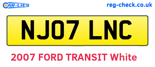 NJ07LNC are the vehicle registration plates.