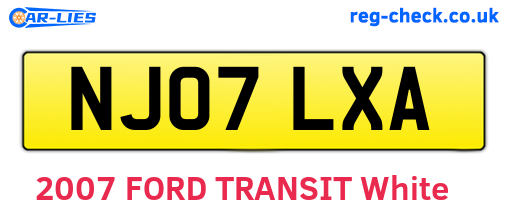 NJ07LXA are the vehicle registration plates.
