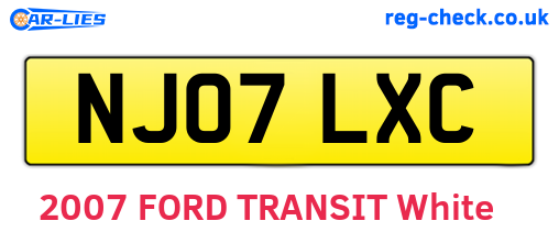 NJ07LXC are the vehicle registration plates.