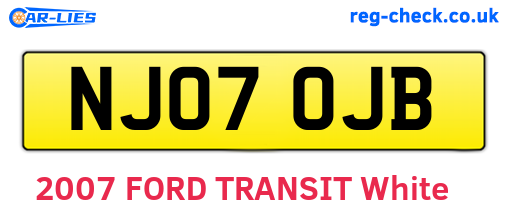 NJ07OJB are the vehicle registration plates.