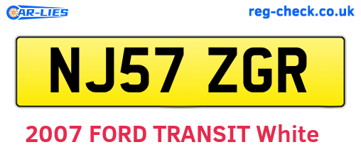 NJ57ZGR are the vehicle registration plates.