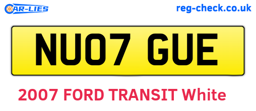 NU07GUE are the vehicle registration plates.