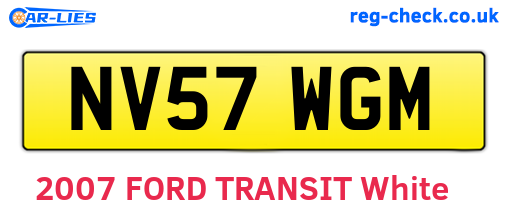 NV57WGM are the vehicle registration plates.