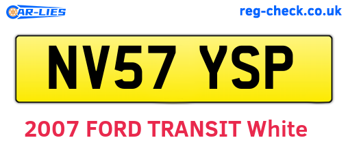 NV57YSP are the vehicle registration plates.