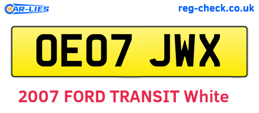 OE07JWX are the vehicle registration plates.