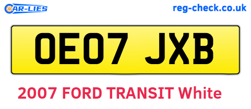 OE07JXB are the vehicle registration plates.