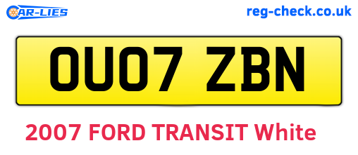 OU07ZBN are the vehicle registration plates.