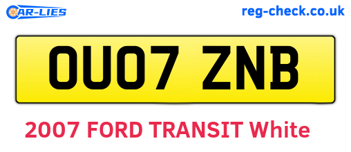 OU07ZNB are the vehicle registration plates.