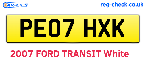 PE07HXK are the vehicle registration plates.